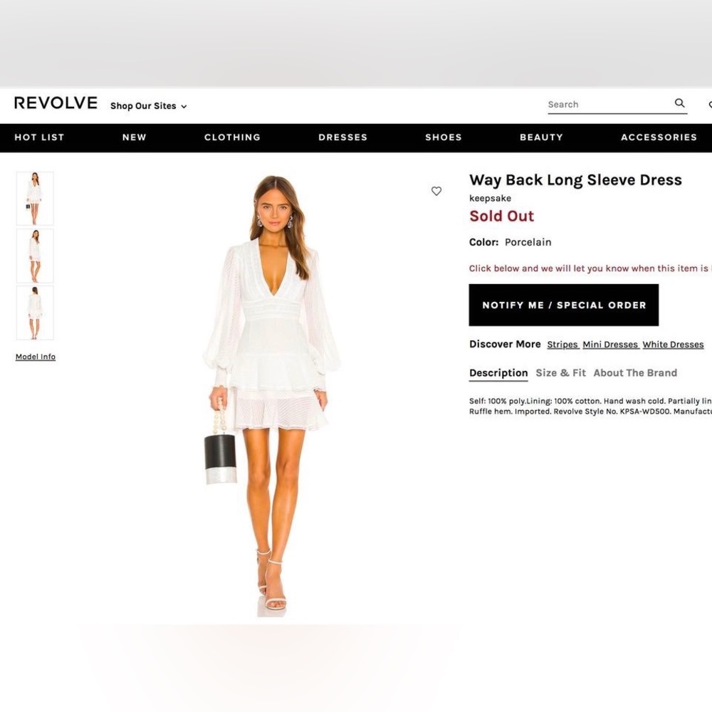 NEW Revolve Way Back Long Sleeve Dress